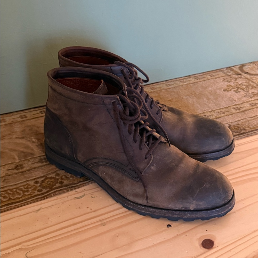 Frye Dark Brown William Lug Lace Up Leather Boots Size 13